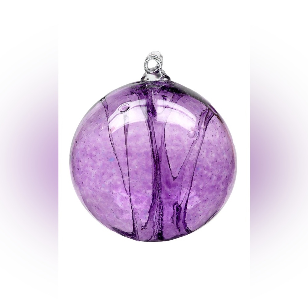 NWT Kitras art glass Hand Blown Olde English Witch Ball in Amethyst